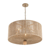 Selma 5 Light Pendant 24”, Jute and Satin Sand