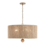 Selma 5 Light Pendant 24”, Jute and Satin Sand
