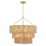 Sorelle 10 Light Chandelier 24", Jute and Soft Brass