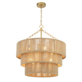 Sorelle 10 Light Chandelier 24", Jute and Soft Brass