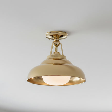 Neville Semi-Flush 12" Polished Brass for Modern Farmhouse home with White Siding