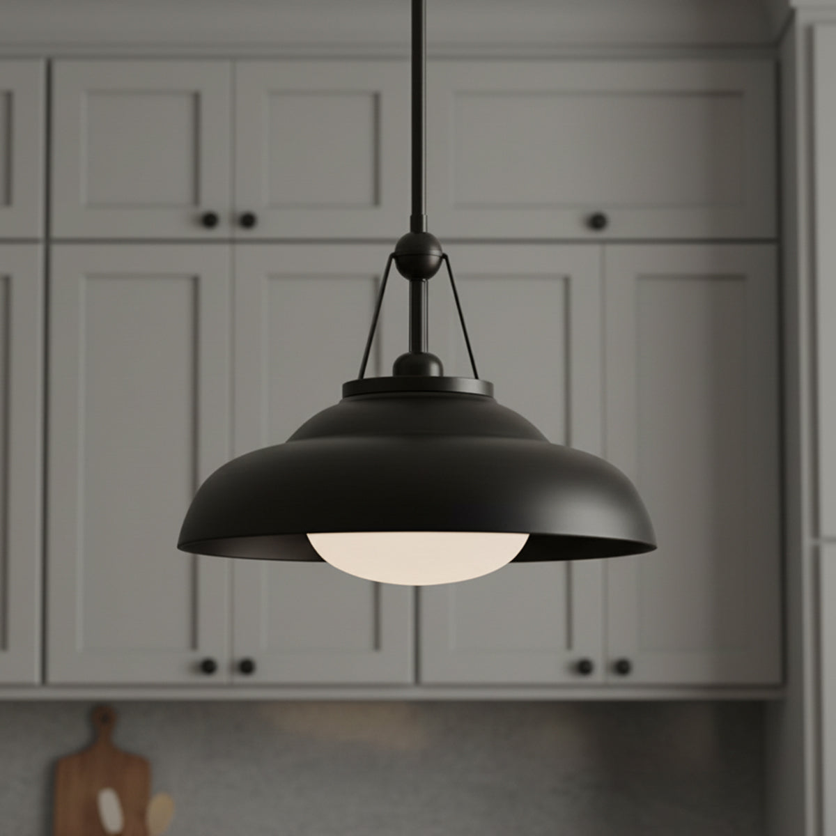 Neville Pendant 14, Urban Bronze for Modern Farmhouse home with Gray Shiplap