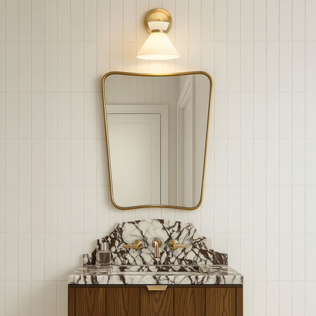Cori Wall Sconce, Brushed Brass and Milk Glass
