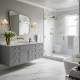 Reese Wall Sconce, Aged Brass and Opal Glass for Transitional home with Gray Walls