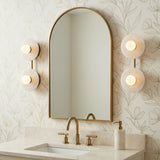 Bren 2 Light LED Vanity, Vintage Brass and Alabaster for Transitional home with Cream Wallpaper