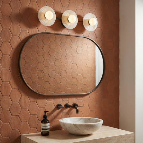 Bren 3 Light LED Vanity, Urban Bronze and Alabaster for Modern home with Terracotta Hexagonal Tile