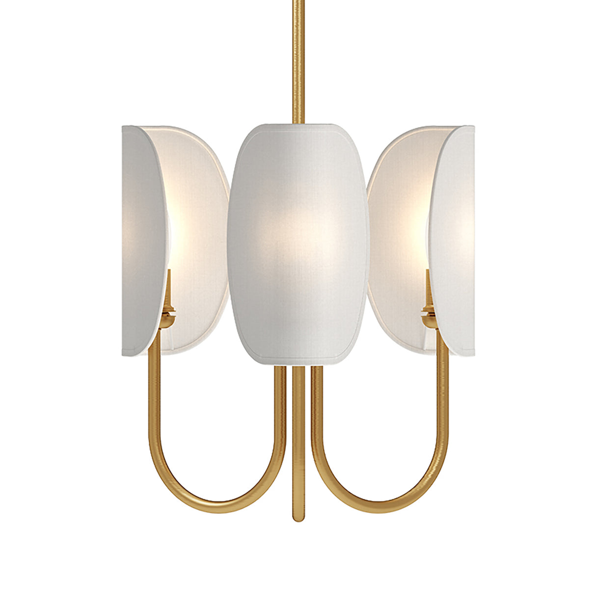 Nico 3 Light Chandelier 15", Antique Brass with Fabric Shade