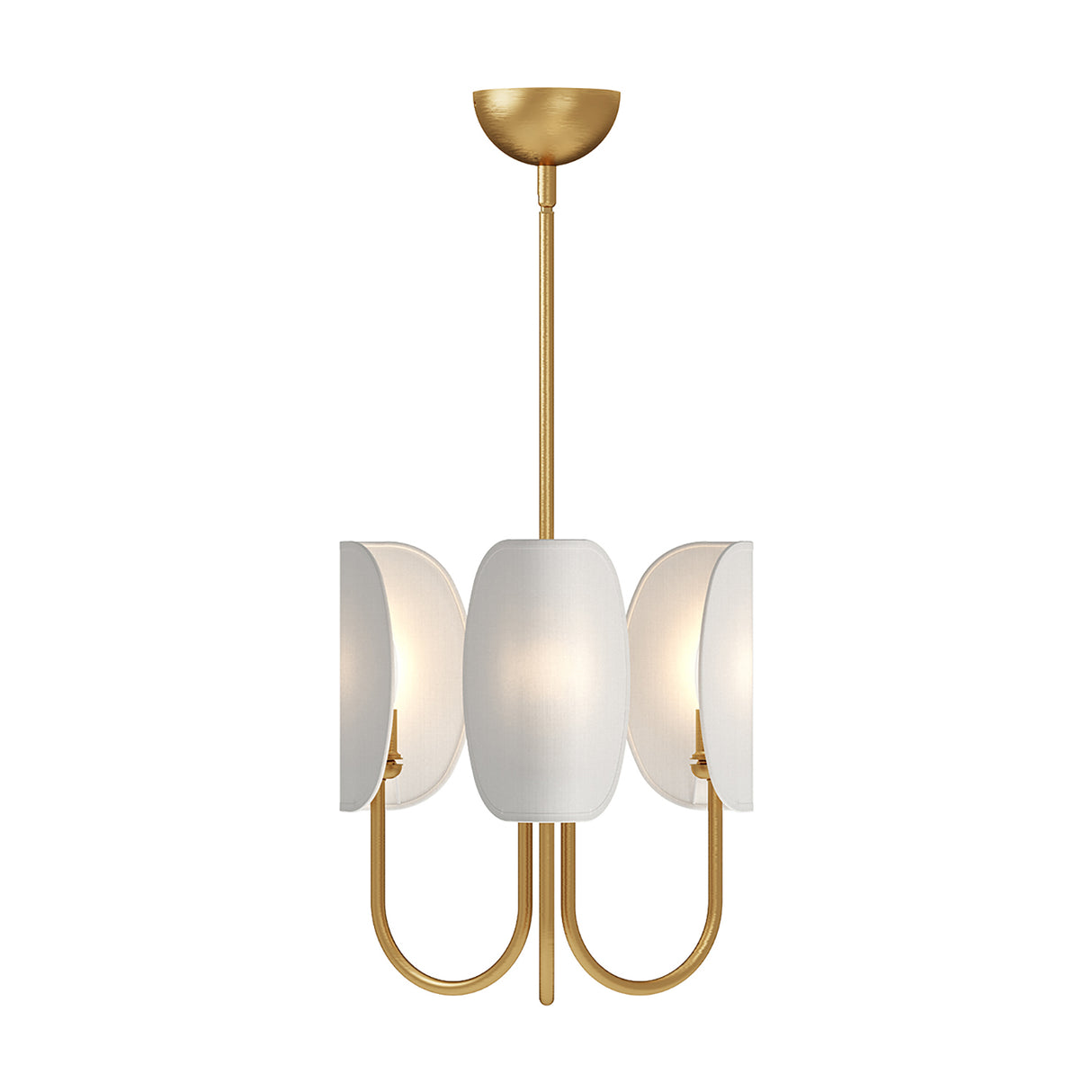 Nico 3 Light Chandelier 15", Antique Brass with Fabric Shade