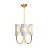 Nico 3 Light Chandelier 15", Antique Brass with Fabric Shade