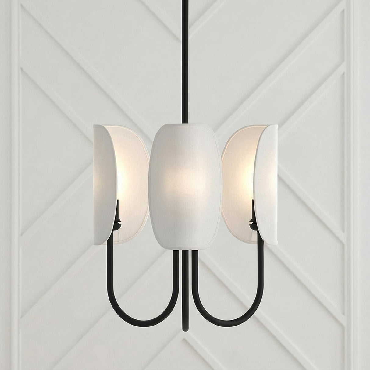 Nico 3 Light Chandelier 15" for Modern home with White Shiplap