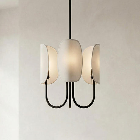 Nico 3 Light Chandelier 15", Matte Black with Fabric Shade