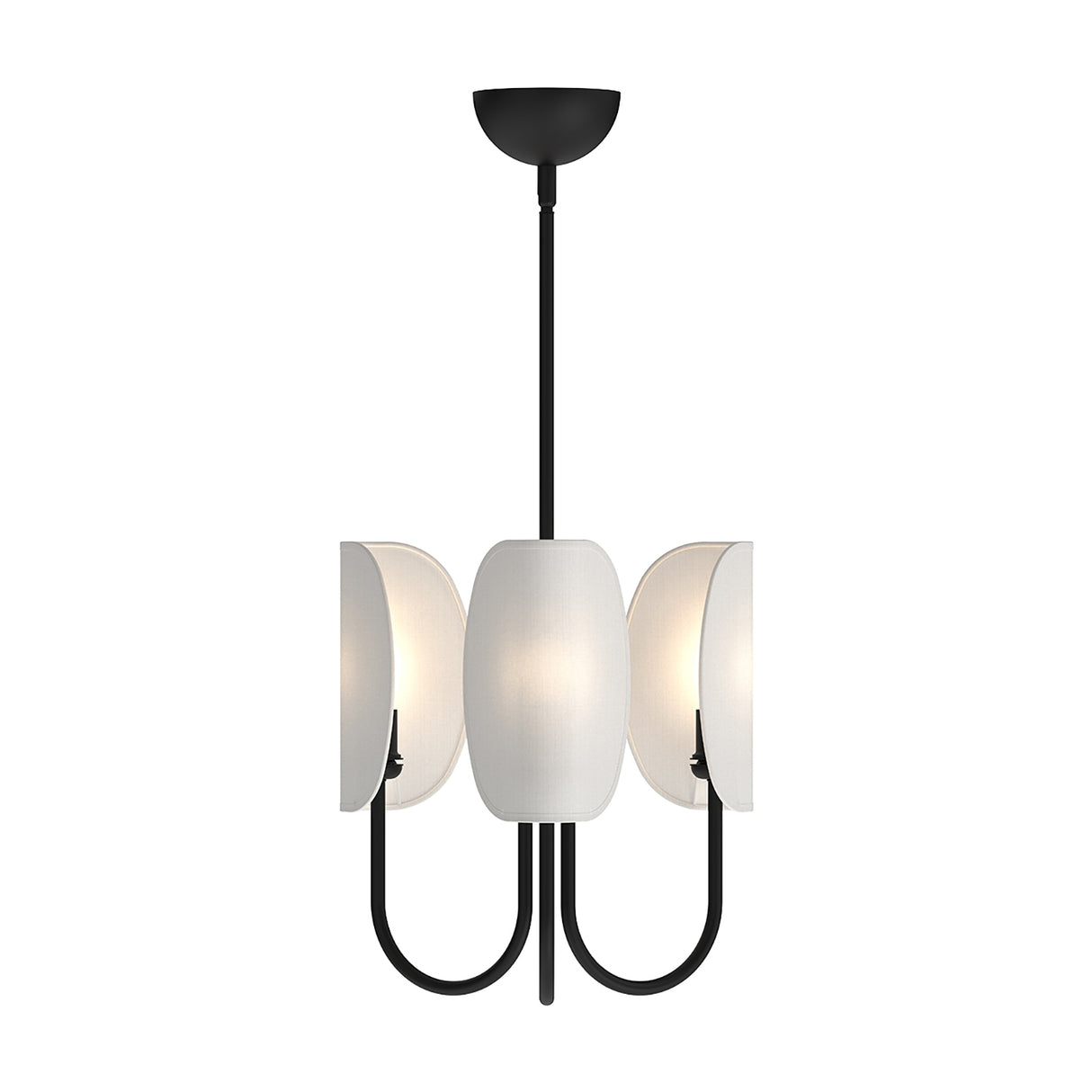 Nico 3 Light Chandelier 15", Matte Black with Fabric Shade