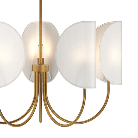 Nico 5 Light Chandelier 32", Antique Brass with Fabric Shade
