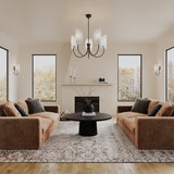 Nico 5 Light Chandelier 32", Matte Black with Fabric Shade