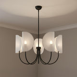 Nico 5 Light Chandelier 32", Matte Black with Fabric Shade