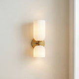 Elle Wall Sconce, Brushed Brass and Milk Glass for Modern home with White Walls
