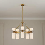 Elle Chandelier 26", Brushed Brass and Milk Glass