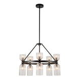 Elle Chandelier 26", Matte Black and Clear Glass