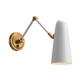 Roy Articulating Wall Sconce, White and Antique Brass