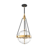 Darcy Medium Pendant 14", Brushed Brass and Water Glass