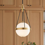 Darcy Medium Pendant 14", Brushed Brass and Milk Glass