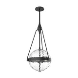 Darcy Medium Pendant 14", Matte Black and Water Glass