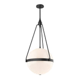 Darcy Large Pendant 18", Matte Black and Milk Glass