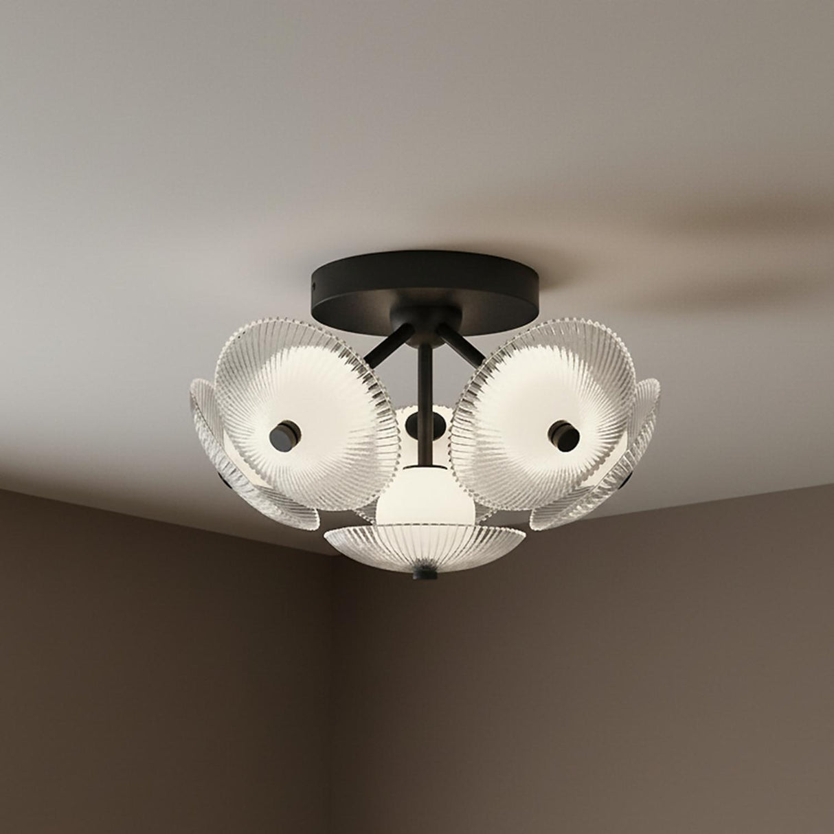 Ivan Medium LED Semi Flush 16", Matte Black