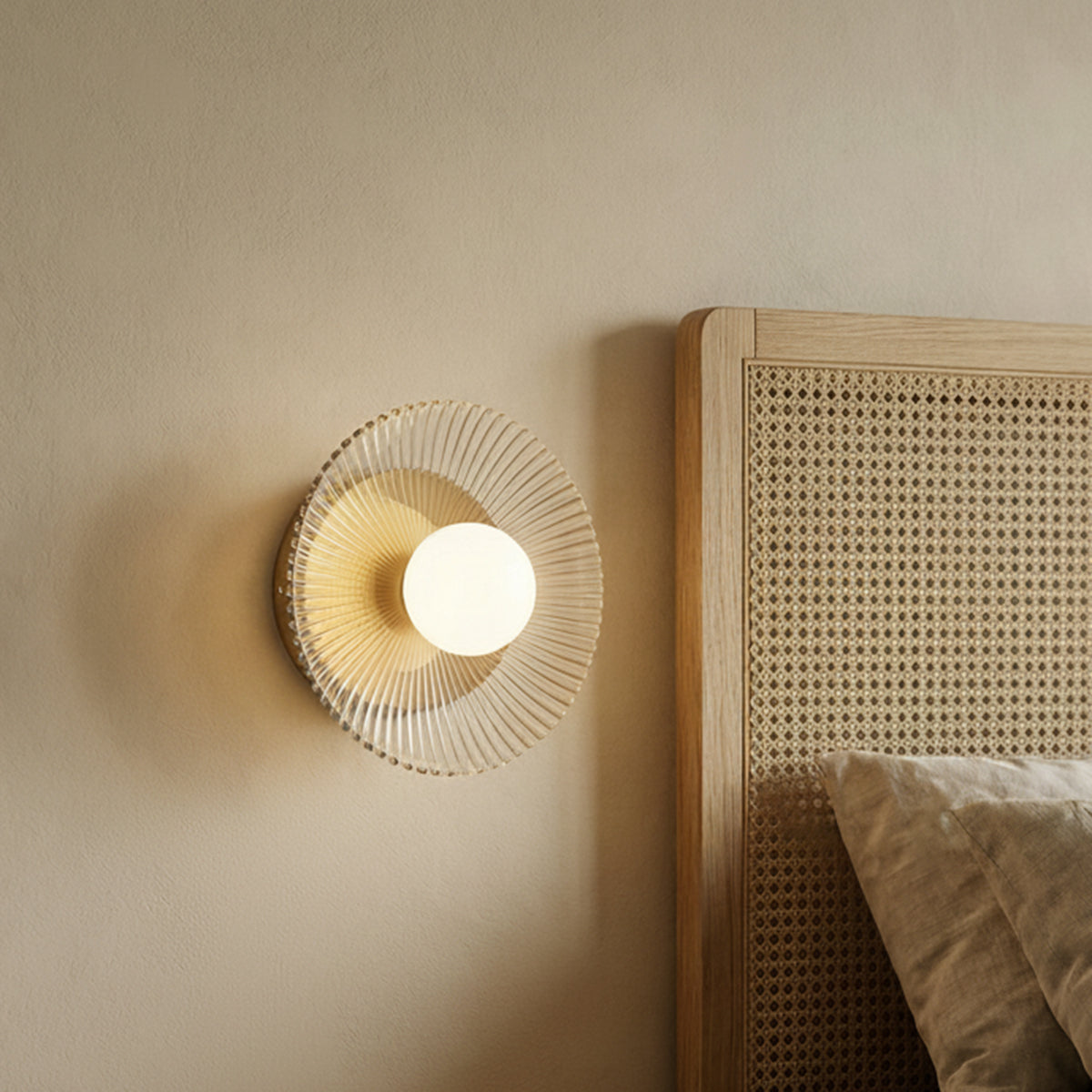 Ivan LED Wall Sconce, Brusehd Brass for Modern home with Beige Wall