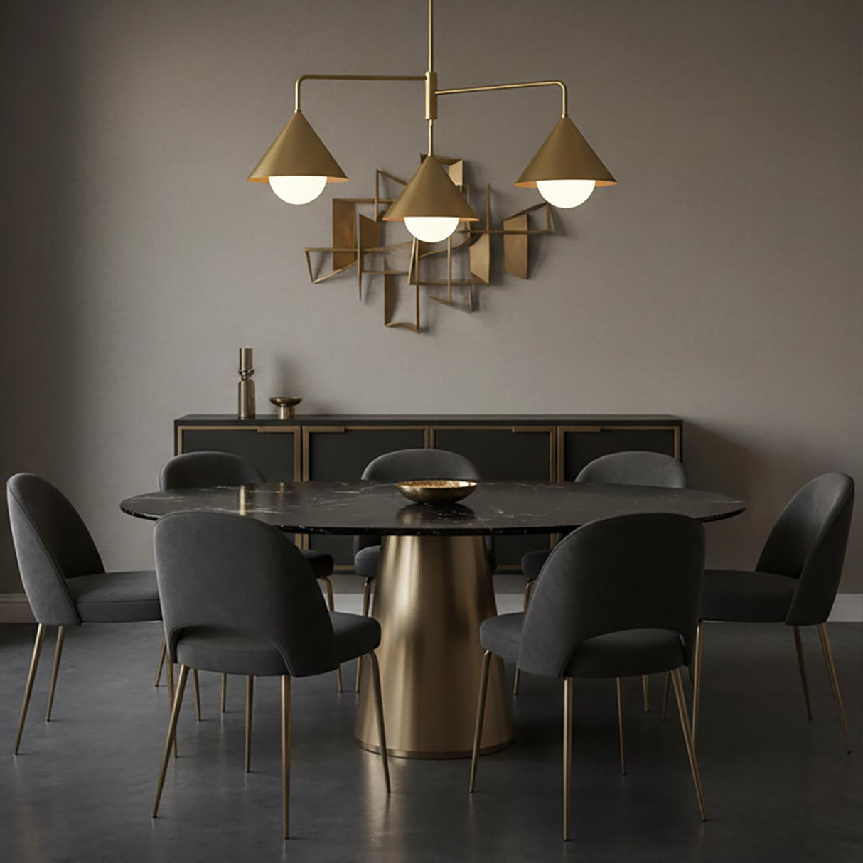 Juno Chandelier 38", Brushed Brass and Opal Glass