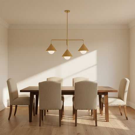 Juno Chandelier 38, Brushed Brass and Opal Glass for Transitional home with Light Beige Walls