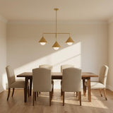 Juno Chandelier 38", Brushed Brass and Opal Glass