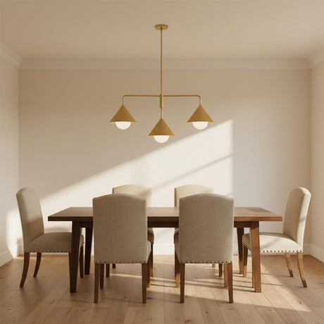 Juno Chandelier 38", Brushed Brass and Opal Glass