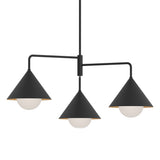 Juno Chandelier 38", Matte Black and Opal Glass