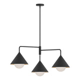 Juno Chandelier 38", Matte Black and Opal Glass