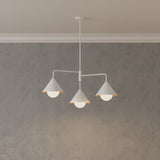 Juno Chandelier 38", White and Opal Glass for Modern home with Gray Stucco