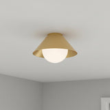 Juno Flush Mount 14", Brushed Brass and Opal Glass