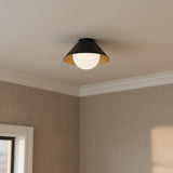 Juno Flush Mount 14", Matte Black and Opal Glass