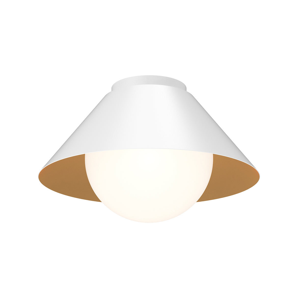 Juno Flush Mount 14", White and Opal Glass