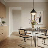 Juno Pendant 14", Matte Black and Opal Glass