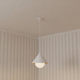 Juno Pendant 14, White and Opal Glass for Transitional home with White Shiplap