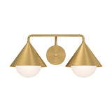 Juno 2 Light Wall Sconce, Brushed Brass and Opal Glass