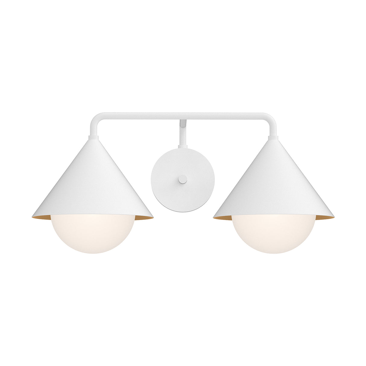 Juno 2 Light Wall Sconce, White and Opal Glass