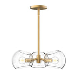 Flynn 3 Light Pendant 16", Brushed Brass with Clear Glass