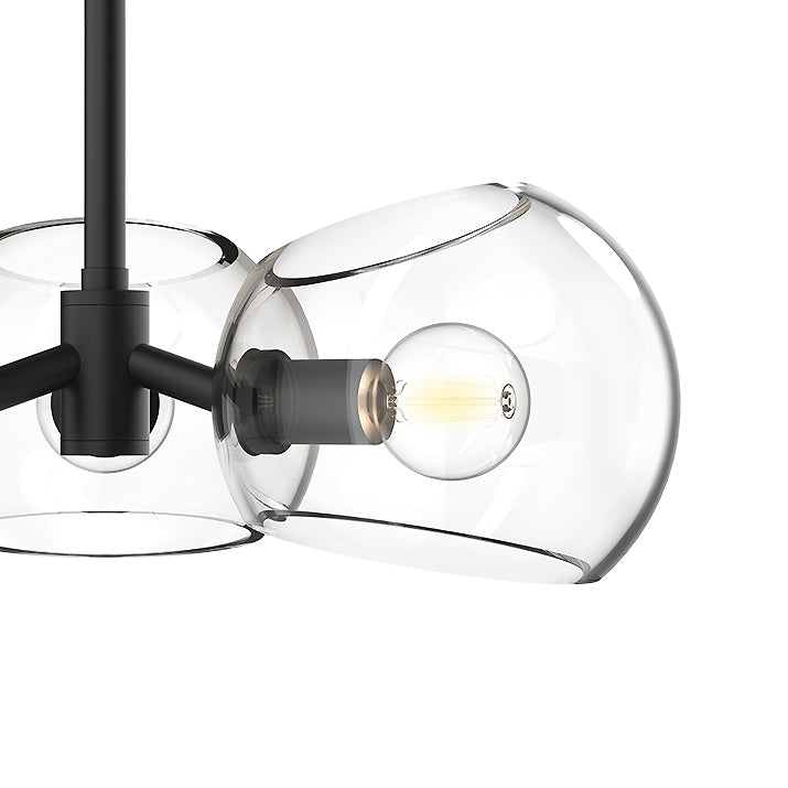 Flynn 3 Light Pendant 16", Matte Black with Clear Glass