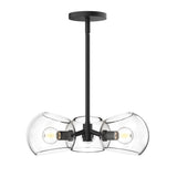 Flynn 3 Light Pendant 16", Matte Black with Clear Glass