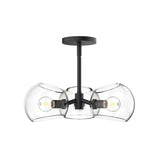 Flynn 3 Light Pendant 16", Matte Black with Clear Glass