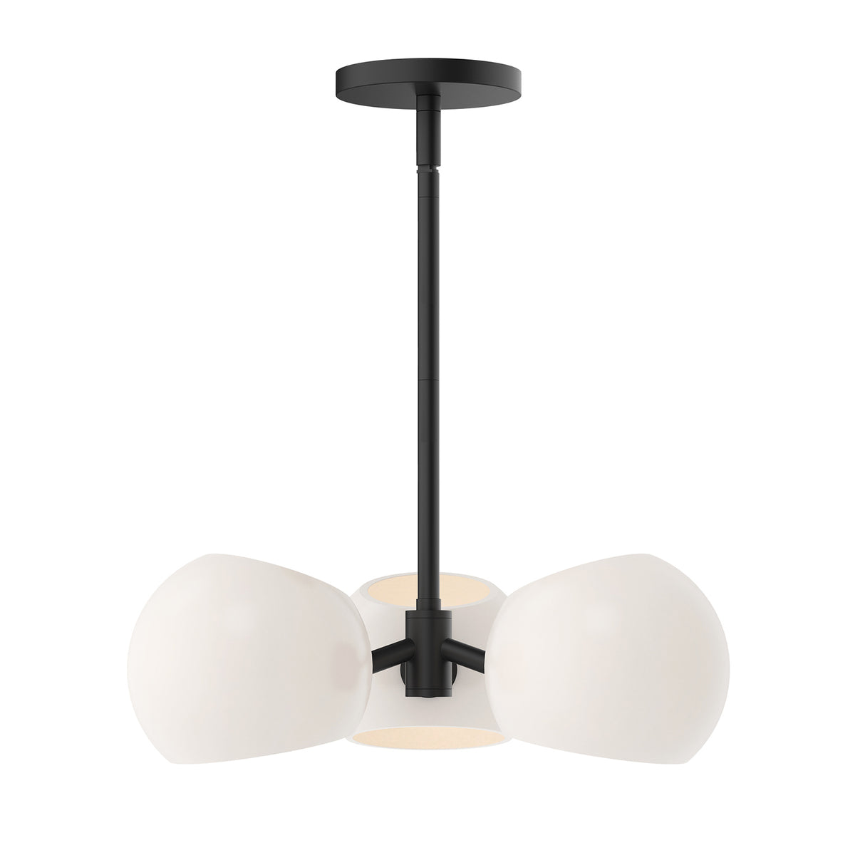 Flynn 3 Light Pendant 16", Matte Black with Opal Glass