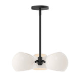 Flynn 3 Light Pendant 16", Matte Black with Opal Glass