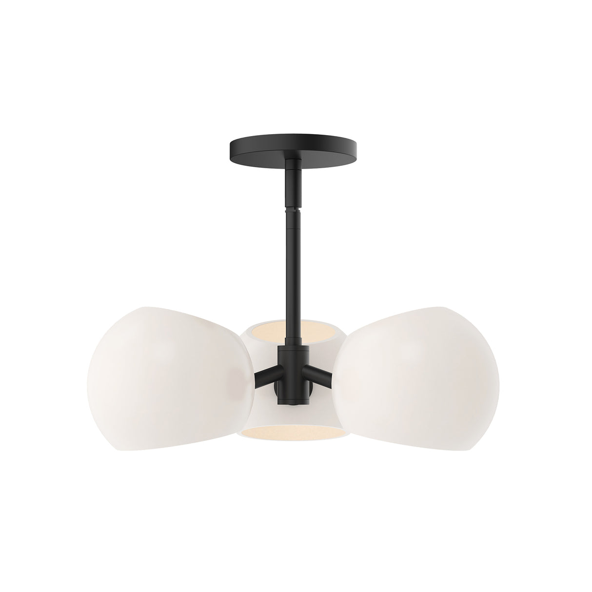 Flynn 3 Light Pendant 16", Matte Black with Opal Glass